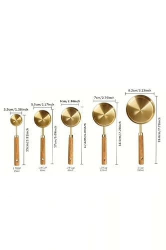 Gold Paslanmaz Çelik Ölçü Kaşığı 15 ml Ahşap Saplı Premium Kalite Ölçü Kaşık