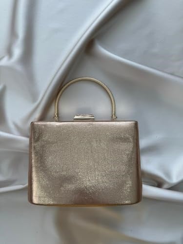 Gold Taşlı Metal Kulplu Abiye Çanta