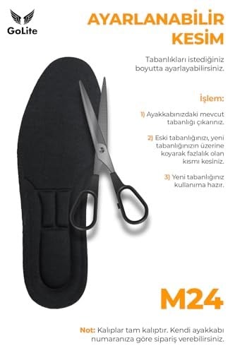GoLite Memory Foam Yumuşak Ortopedik Tabanlık, Hafızalı Spor Ayakkabı Tabanlığı, Rahat Konforlu İç Taban - M21 Insole (38)
