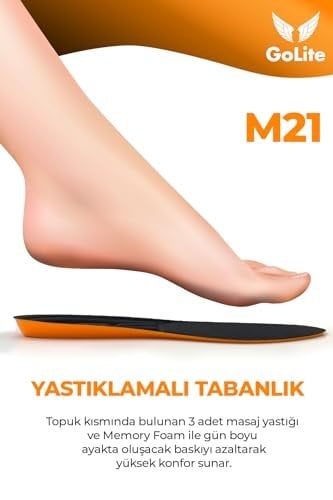 GoLite Memory Foam Yumuşak Ortopedik Tabanlık, Hafızalı Spor Ayakkabı Tabanlığı, Rahat Konforlu İç Taban - M21 Insole (38)