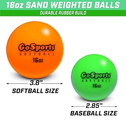 GoSports Ağırlıklı Antrenman Topları - Tüm Beceri Düzeylerine Uygun Vuruş ve Atış Eğitimi - Güç ve Mekaniği Geliştirin, Beyzbol veya Softball Seçin