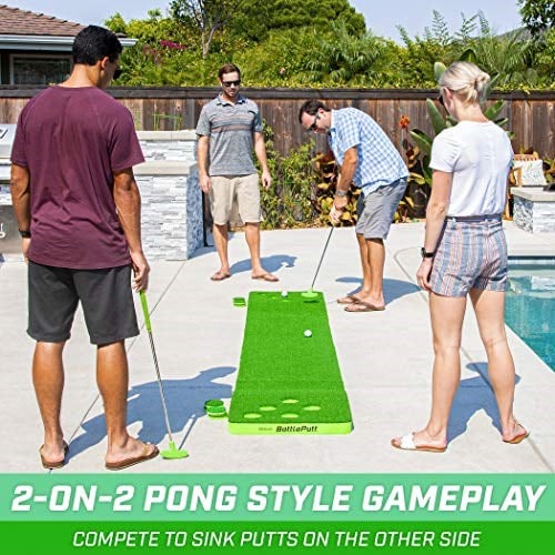 GoSports BattlePutt Golf Sopası Oyunu, 2si 2 arada Pong Tarzı Oyun, 28 cm Putting Green, 2 Golf Topu