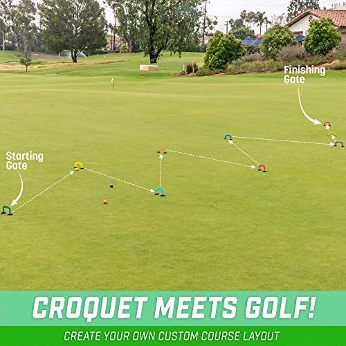 GoSports Putt-Thru Kroket Koyma Oyunu - 9 Kapı, 4 Golf Topu ve Tote Çanta İçerir - Evde, Ofiste veya Yeşilde Oynayın!