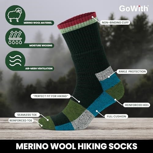 GoWith Yünlü Tam Havlulu Dikişsiz Kışlık Termal Erkek Kadın Çorap, Outdoor Hiking Trekking Yürüyüş Bot Çorabı 3597