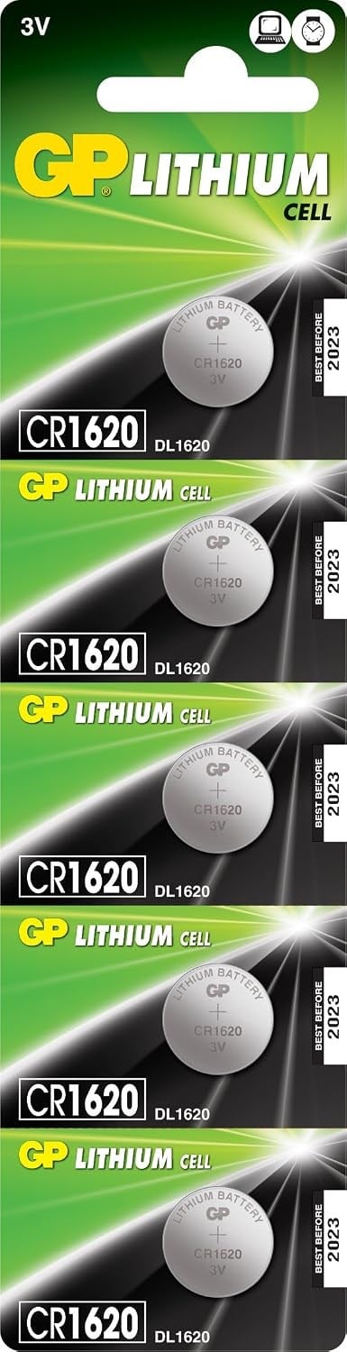 GP B atteries CR1620 1620 Boy Lityum Düğme Pil, 3 Volt, 5li Kart, Gri