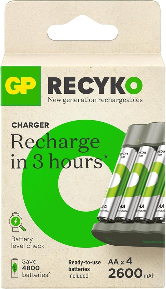 GP B441 USB Pil Şarj Cihazı 4 Adet 2600mAh AA Kalem Pilli Set