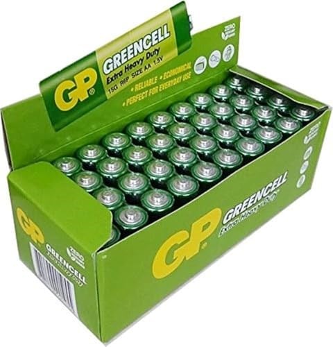 GP Batteries GP15G Greencell R6P/1215/AA Kalem Pil, 1.5 Volt, 40lı Kutu, Yeşil/Sarı/Beyaz - Seçenekler: 4lü, 12li, 40lı