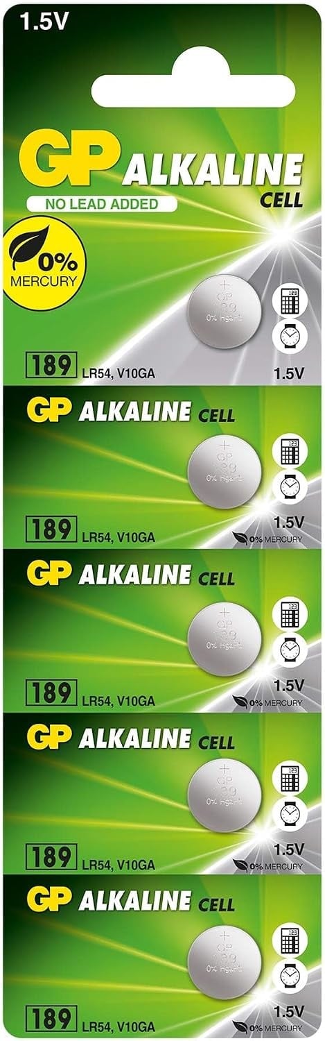 Gp Batteries Gp189 Lr54/189/V10Ga Boy Alkalin Düğme Pil, 1.5 Volt, 5Li Kart - Seçenekler: Gp189 Lr54/189/V10Ga, Gp186 Lr43/186/V12Ga