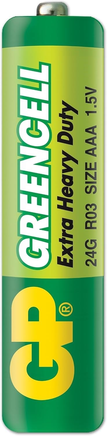 GP Batteries GP24G Greencell R03/1212/AAA İnce Pil, 1.5 Volt, 40lı Kutu, Yeşil/Sarı/Beyaz - Seçenekler: 40lı, 4lü