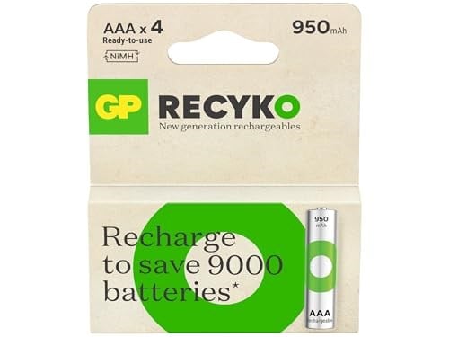 GP Batteries Recyko 950 AAA İnce Kalem Ni-Mh Şarjlı Pil, 1.2 Volt, 4lü Kart