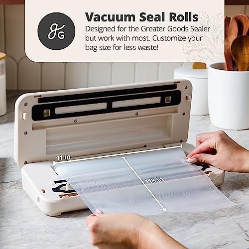 Greater Goods Vakumlu Mühürleyen Torba Ruloları - 3lü Paket, Her Rulo 118 İnç Uzunluğunda, Gıda Sınıfı, BPA İçermeyen Malzemeden Üretilmiştir, St. Louisde Tasarlanmıştır
