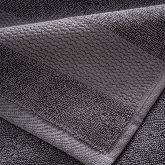 Green Black Lara Banyo Havlusu %100 Pamuk Bordürlü Koyu Gri 80x150 Cm