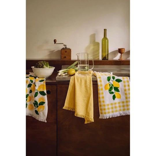 Green Black Limonara 3lü Mutfak Havlu Seti Baskılı 40x60