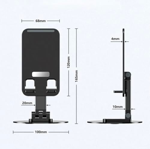 Greenart Alüminyum Tablet ve Telefon Standı, 360 Derece Ayarlanabilir Dönme Özelliği, Çok Amaçlı Masaüstü Dock Tutucu (Siyah)