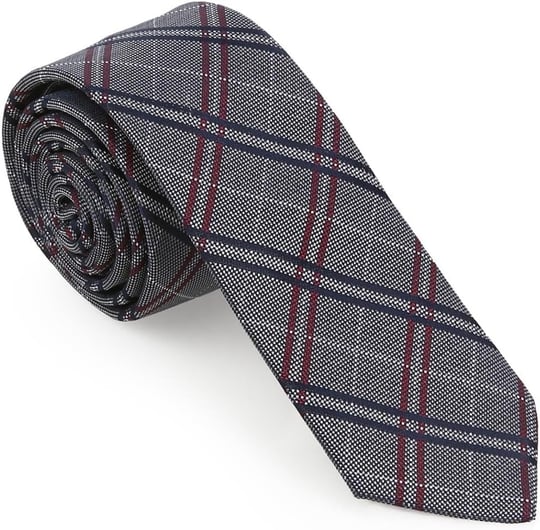Gri Ekose Desen Slim Kravat- SKAF-1