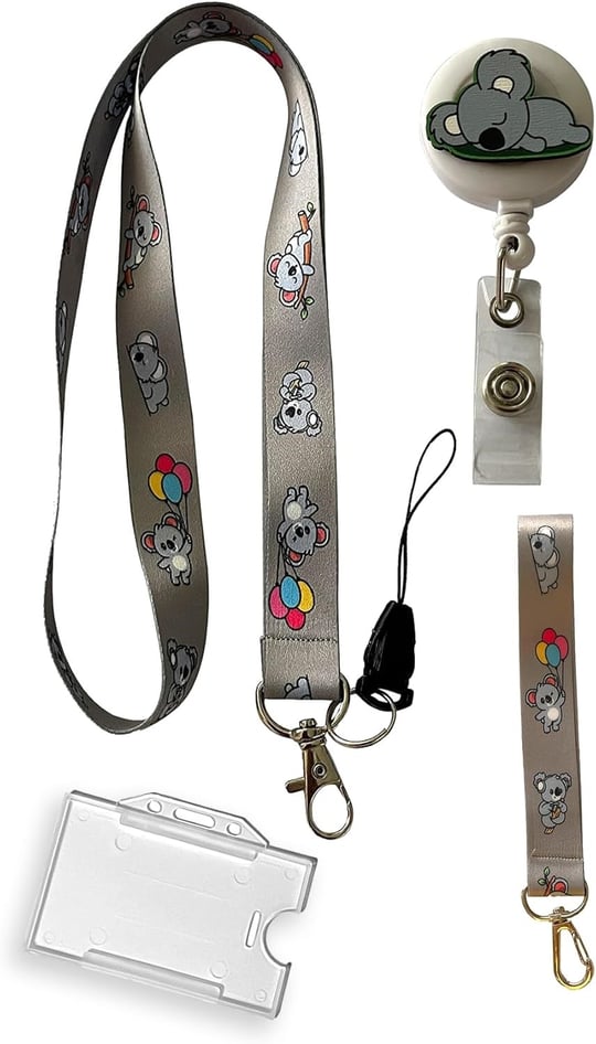 Gri Koala 4 Lü Set Boyun ipi Anahtarlık Yoyo Yaka Kartlığı