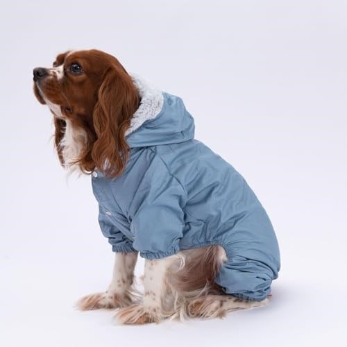 Gri Kürklü Tulum Yağmurluk Küçük Irk Yağmurluk Köpek Kıyafeti Köpek Yağmurluğu L