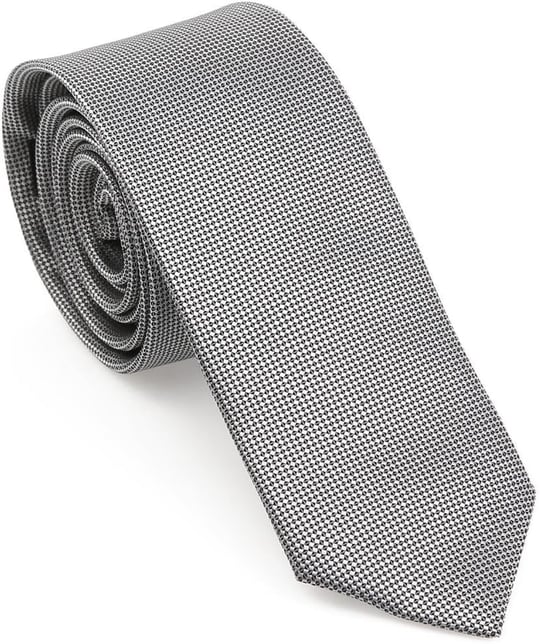 Gri Oxford Model Mendilli Slim Kravat- MKAS-9