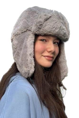 Gri Peluş Pilot Şapka – Kışlık Kulaklıklı Sıcak Tutan Yumuşak Kürk Şapka, Unisex Genç Model