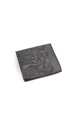 Gri Şal Motif Desen Kravat Mendil Set