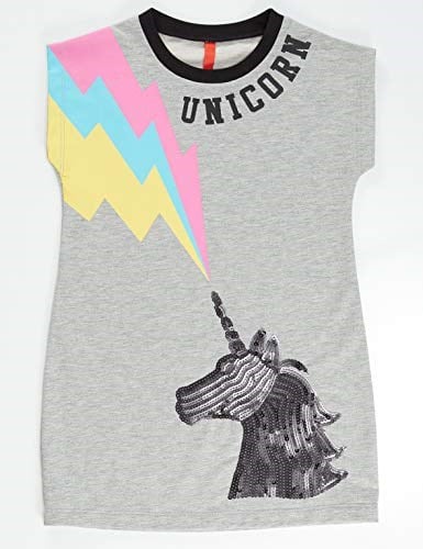 Gri Unicorn Kız Çocuk Elbise
