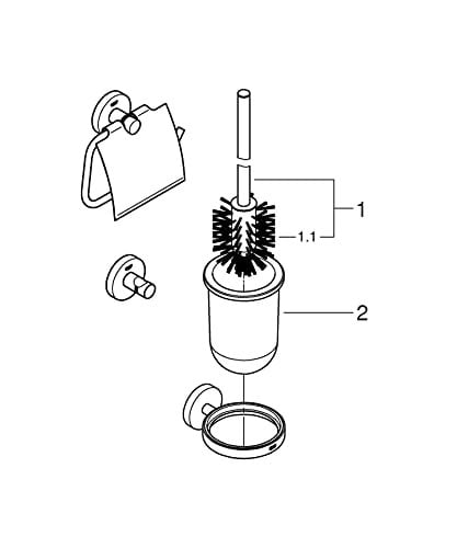 GROHE Start QuickFix Üçlü Tuvalet Aksesuar Seti, Kapaklı Tuvalet Kağıtlığı, Tuvalet Fırçası, Bornoz Askısı, Duş/Banyo Aksesuarları, Krom, 41204000