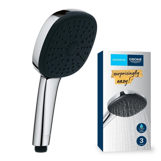 GROHE Vitalio Comfort 110 El Duşu, 3 Akışlı (Masaj, Yağmur & Jet), SmartSwitch, 110mm Kare Duş Başlığı, Silikon Halka, Kireç Önleyici Sistem, Krom, 26092001