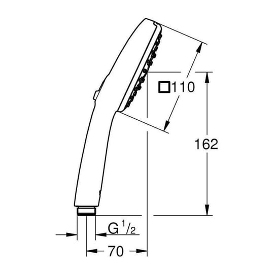 GROHE Vitalio Comfort 110 El Duşu, 3 Akışlı (Masaj, Yağmur & Jet), SmartSwitch, 110mm Kare Duş Başlığı, Silikon Halka, Kireç Önleyici Sistem, Krom, 26092001