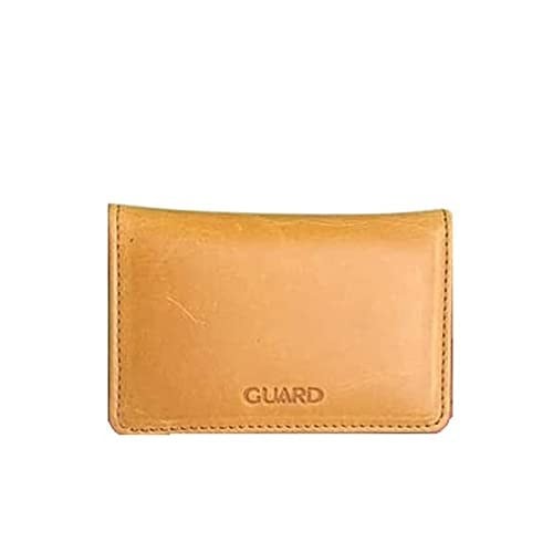 Guard Cüzdan Mini Mıknatıslı Kartlık Kartvizitlik Hakiki Deri 10.5x7.5x2 cm Mini (Sarı-Açık Taba)