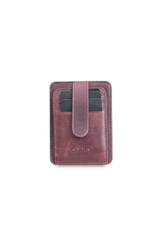 Guard Dikey Crazy Bordo Hakiki Deri Kartlık Erkek/Kadın P5171