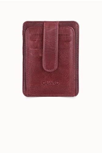 Guard Dikey Crazy Bordo Hakiki Deri Kartlık Erkek/Kadın P5171