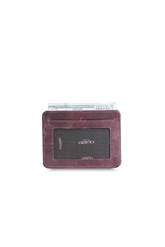 Guard Dikey Crazy Bordo Hakiki Deri Kartlık Erkek/Kadın P5171