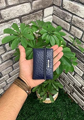 Guard Lacivert Croco Desenli Hakiki Deri Lastikli Spor Kartlık Erkek P1041