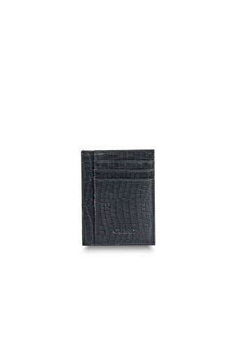 Guard Texas Baskı Siyah Hakiki Deri Kartlık Erkek/Kadın P1092