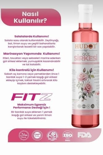 Gül Sirkesi Doğal Fermantasyon 500ml HUDOT ORGANİK