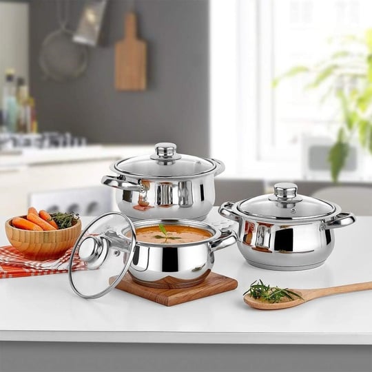 Gülsan Çelik Mini Tencere Set 3 lü Cam Kapaklı 14/16/18cm