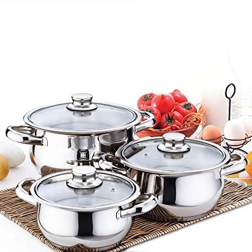 Gülsan Çelik Mini Tencere Set 3 lü Cam Kapaklı 14/16/18cm