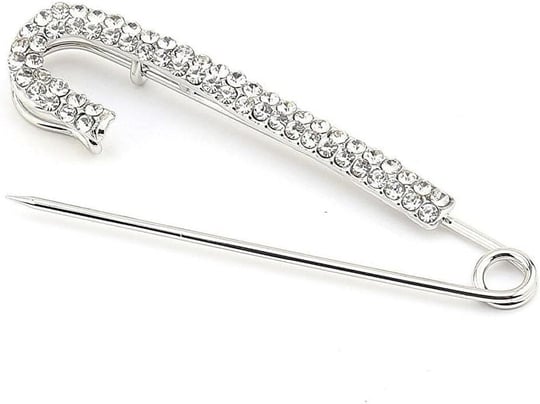 Gümüş Kaplama Kristal Taşlı İskoç İğnesi Broş, Unisex