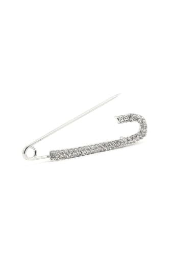 Gümüş Kaplama Kristal Taşlı İskoç İğnesi Broş, Unisex