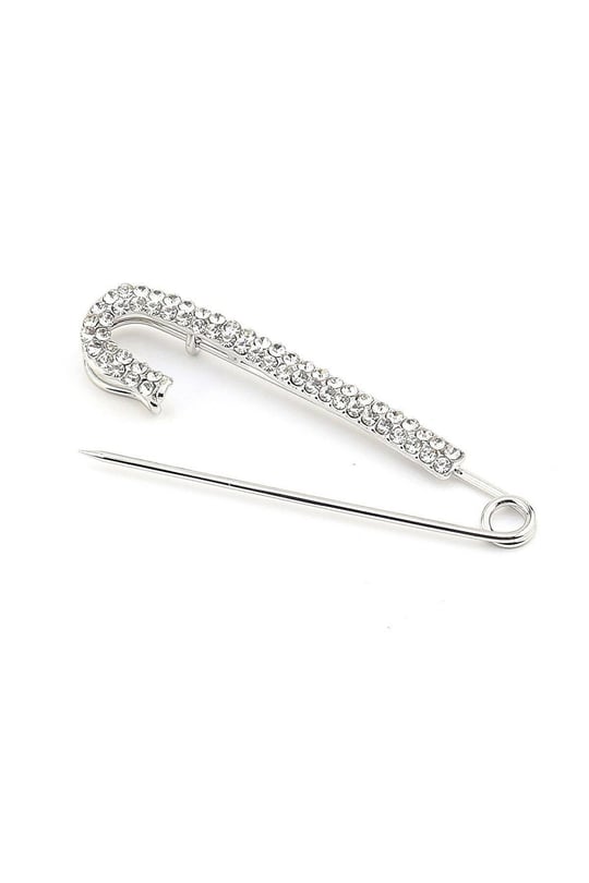 Gümüş Kaplama Kristal Taşlı İskoç İğnesi Broş, Unisex