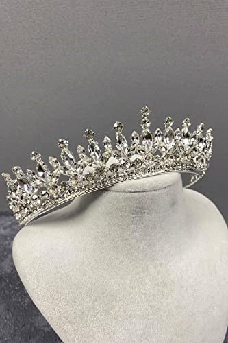 Gümüş Rengi Catherine Taşlı Kına Ve Gelin Tacı