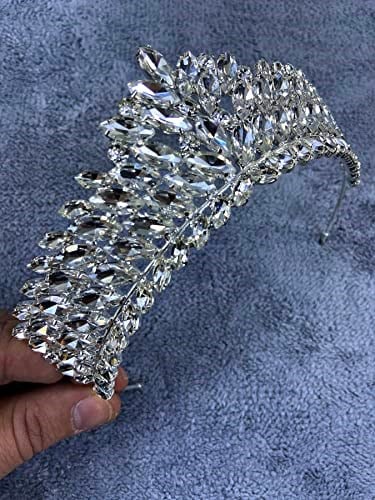 Gümüş Rengi Kristal Taşlı Angelina Model Kına Ve Gelin Tacı