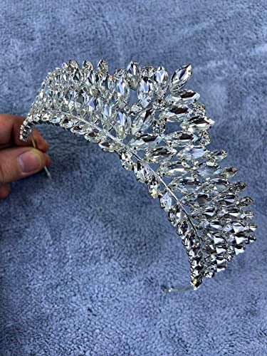 Gümüş Rengi Kristal Taşlı Angelina Model Kına Ve Gelin Tacı