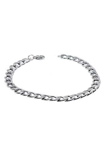 Gümüş Renk Cuban Unisex Erkek Metal Beyaz Çelik Zincir Çelik Bileklik- 2800