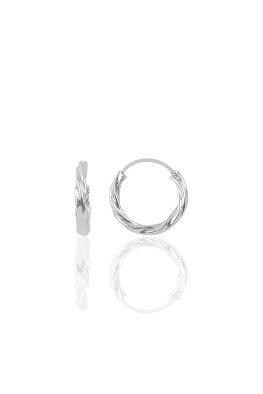Gümüş rodyumlu 14 mm burgu modeli halka küpe