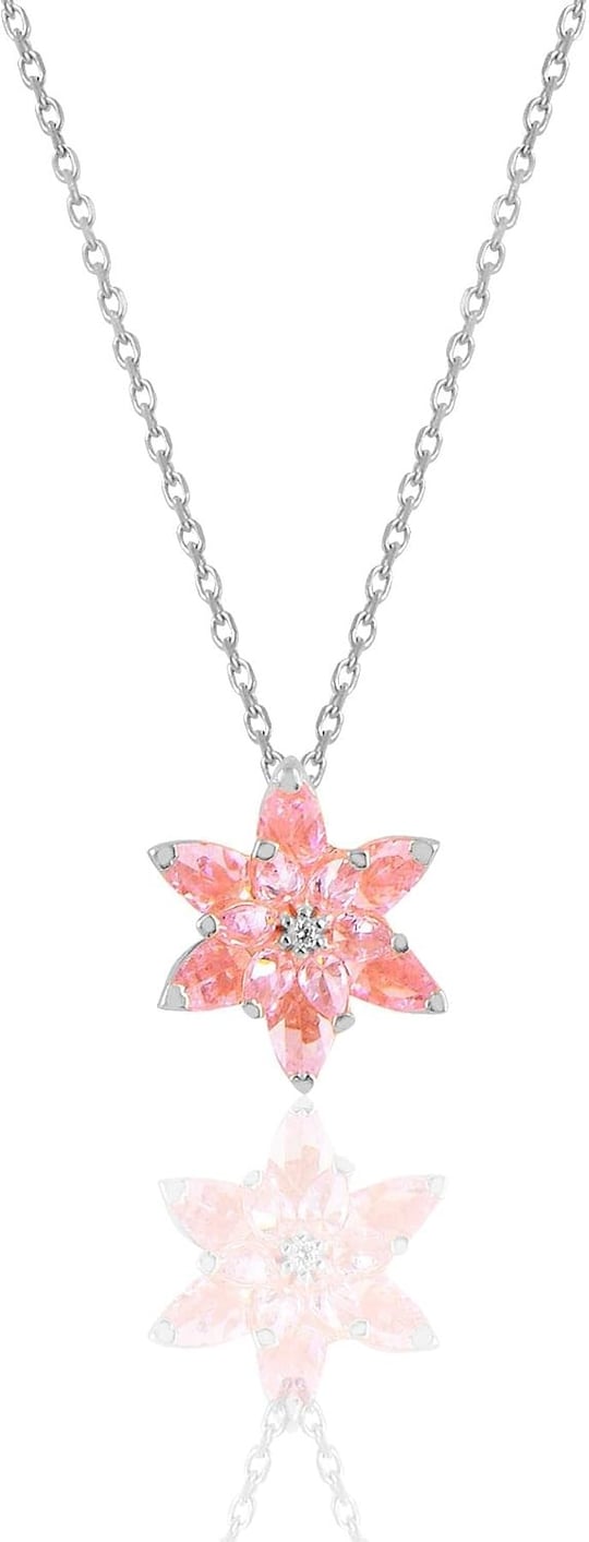 Gümüş rodyumlu taşlı nilüfer lotus çiçeği kolye