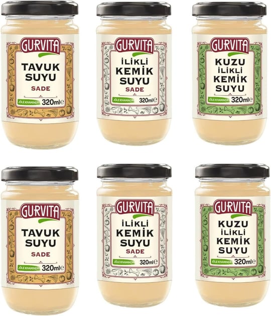 Gurvita Jöle Kıvamında İlikli Kemik Suyu Sade Çeşitleri 320 Ml 6lı