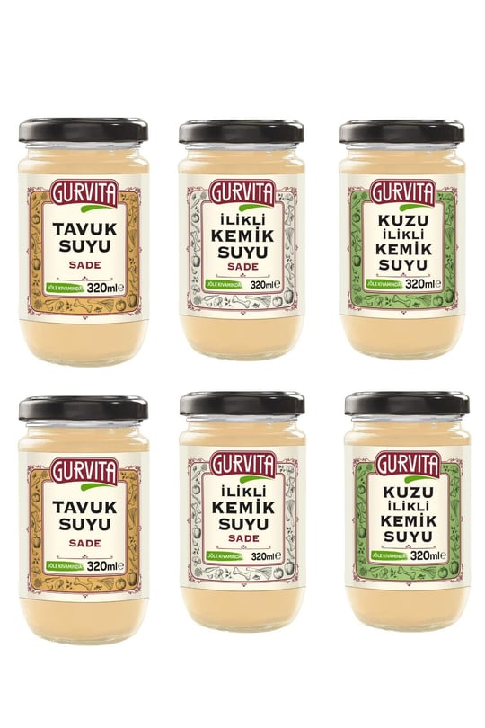 Gurvita Jöle Kıvamında İlikli Kemik Suyu Sade Çeşitleri 320 Ml 6lı