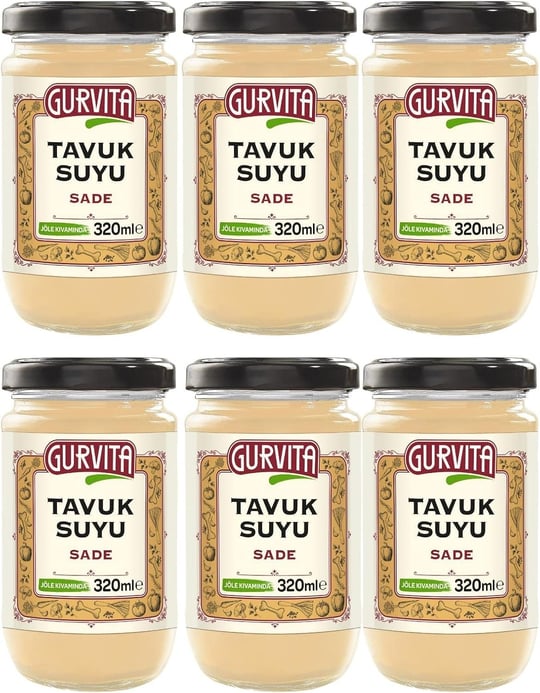 Gurvita Jöle Kıvamında Tavuk Suyu Sade 320 Ml 6lı