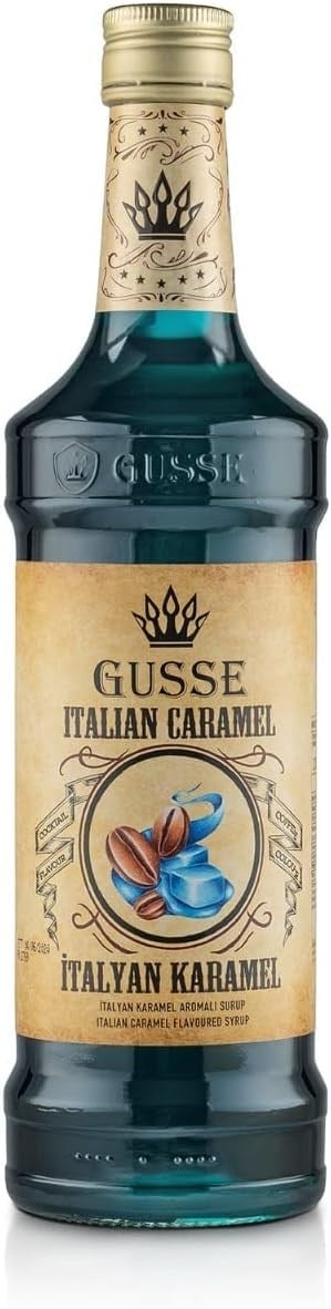 GUSSE Bütün Aromalarda Kokteyl Şurup Çeşitleri 700 ML , Kokteyl Şurubu, Kahve Şurubu, Aroma, Tatlandırıcı şurup, Gazlı içecekler ve Çaylar İçin Aroma verici (İtalyan Karameli)